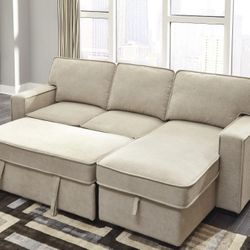 Darton Cream Sleeper Sectional with Storage

