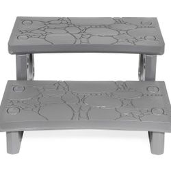 Premium Multi Purpose 2-Step Spa Hot Tub Pool RV Campers Deck Steps Lightweight Sided Step (Gray)