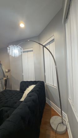 Modern Crystal Chandelier Arc Floor Lamp - Chrome Finish