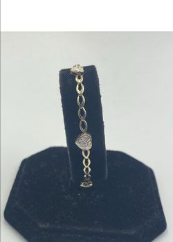 10k gold & diamond heart link bracelet