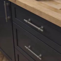 NEW FACTORY SEALED - 23 - *Gorgeous* Remodel Upgraded Brainerd Industrial Bar cabinet dresser drawer pull pulls handles Satin Nickel Matte