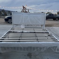 Beige King Size Bed Frame 