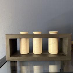 Solid wood centerpiece item- three vase milk jar (removable)
