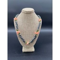 Vintage 24_ Jade Angel Coral Onyx Necklace Multi Strand Twist Gift BoxVintage 24_ Jade Angel Coral Onyx Necklace Multi Strand Twist Gift Boxed Jewelry