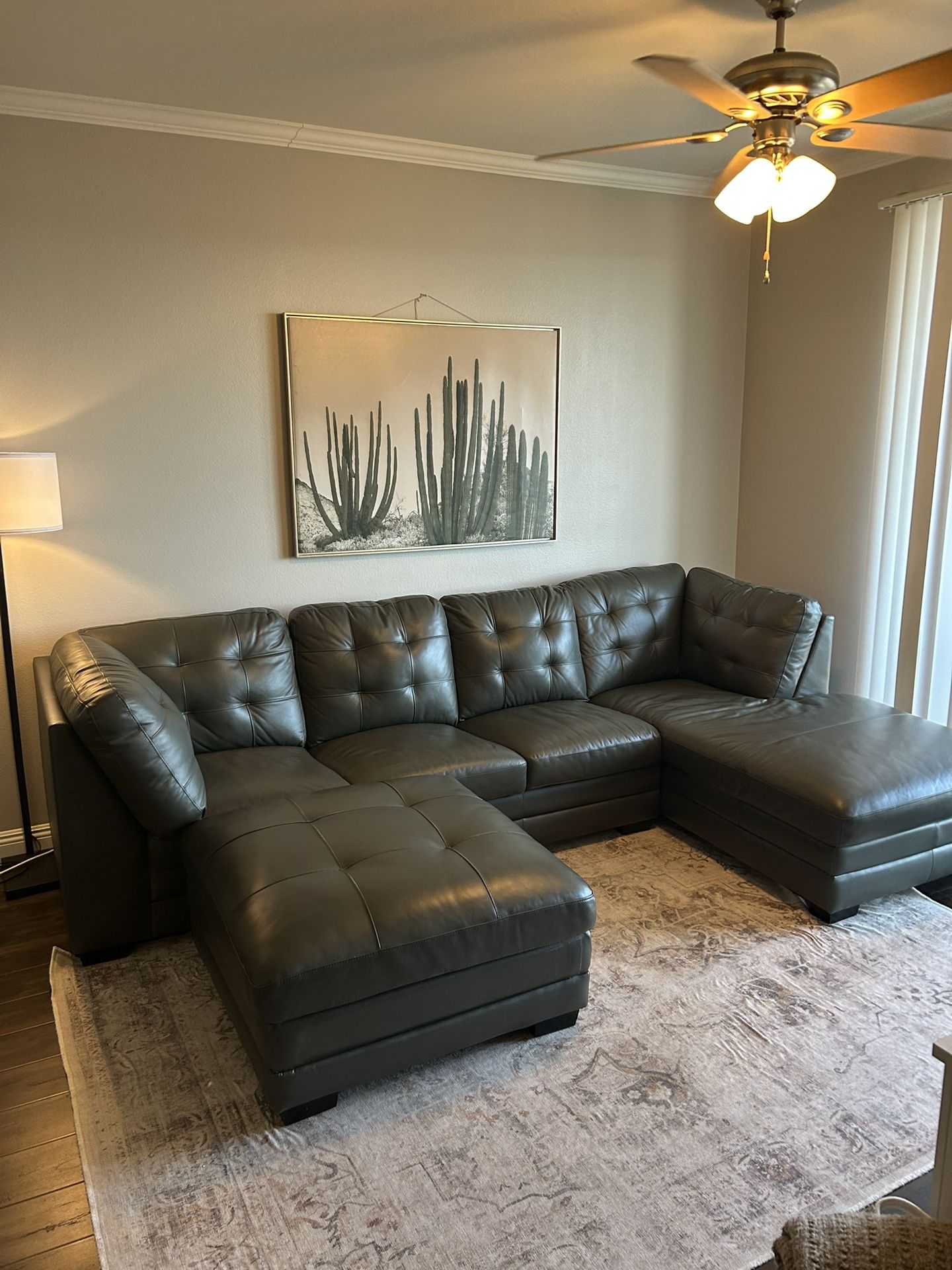 Living Spaces Leather Sectional