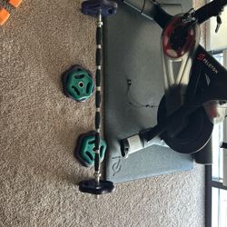 Barbell + 50lb Worth Of Plates 10s And5s