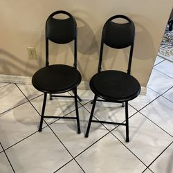 2 Unique Portable Folding Chairs Black Mild Steel Metal