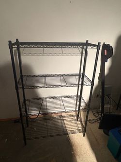 Durable Black Metal 4-Tier Shelving Unit