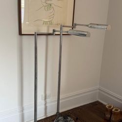 Midcentury Koch and Lowy Articulating Chrome Floor Lamp Pair