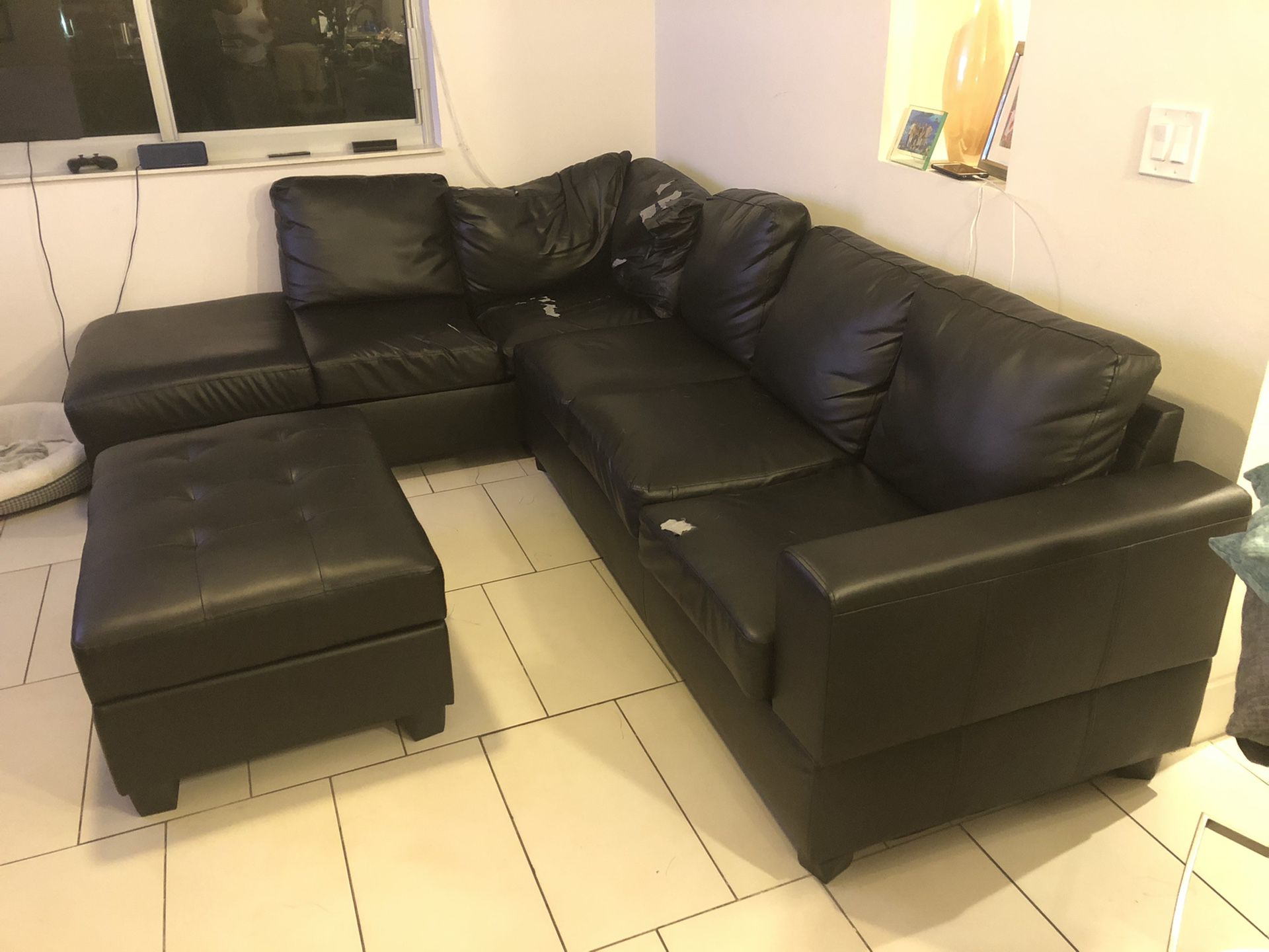 Sectional Sofa Black With Ottoman
