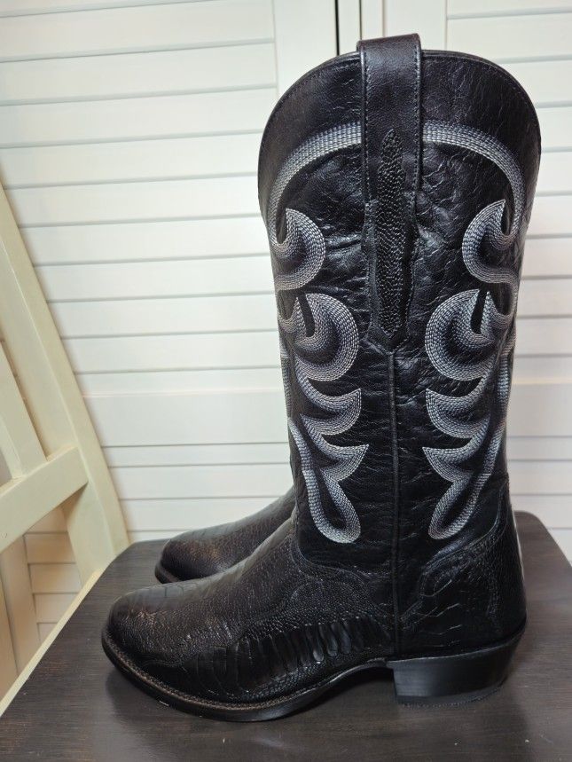 El Dorado Men's Handmade Ostrich Leg Western Boots Round Toe ED2203 Men Size 9 D