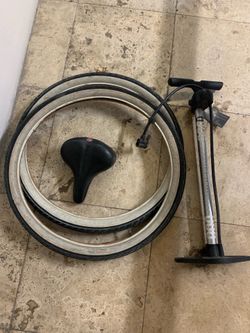 Bike pump,seat,tires with tube