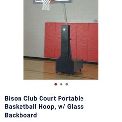 Bison Club Court Portable Basketball Hoop, w/ Glass Backboard