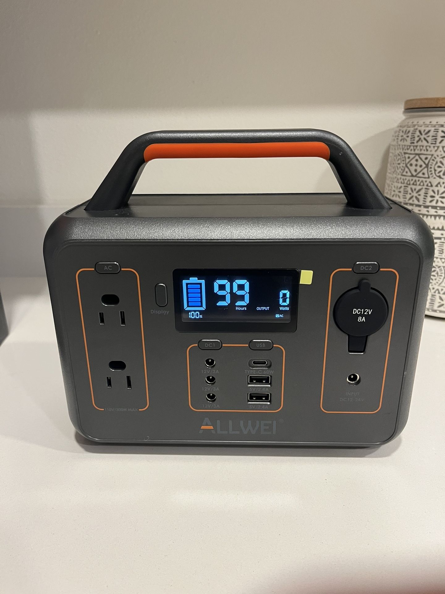 ALLWEI 300W Solar Generator with 100W Solar Panel Included, 280Wh Portable Power Station with AC Outlet USB Port, Solar Powered Battery Generator