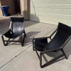 Blu Dot Toro Leather Sling Lounge Chairs