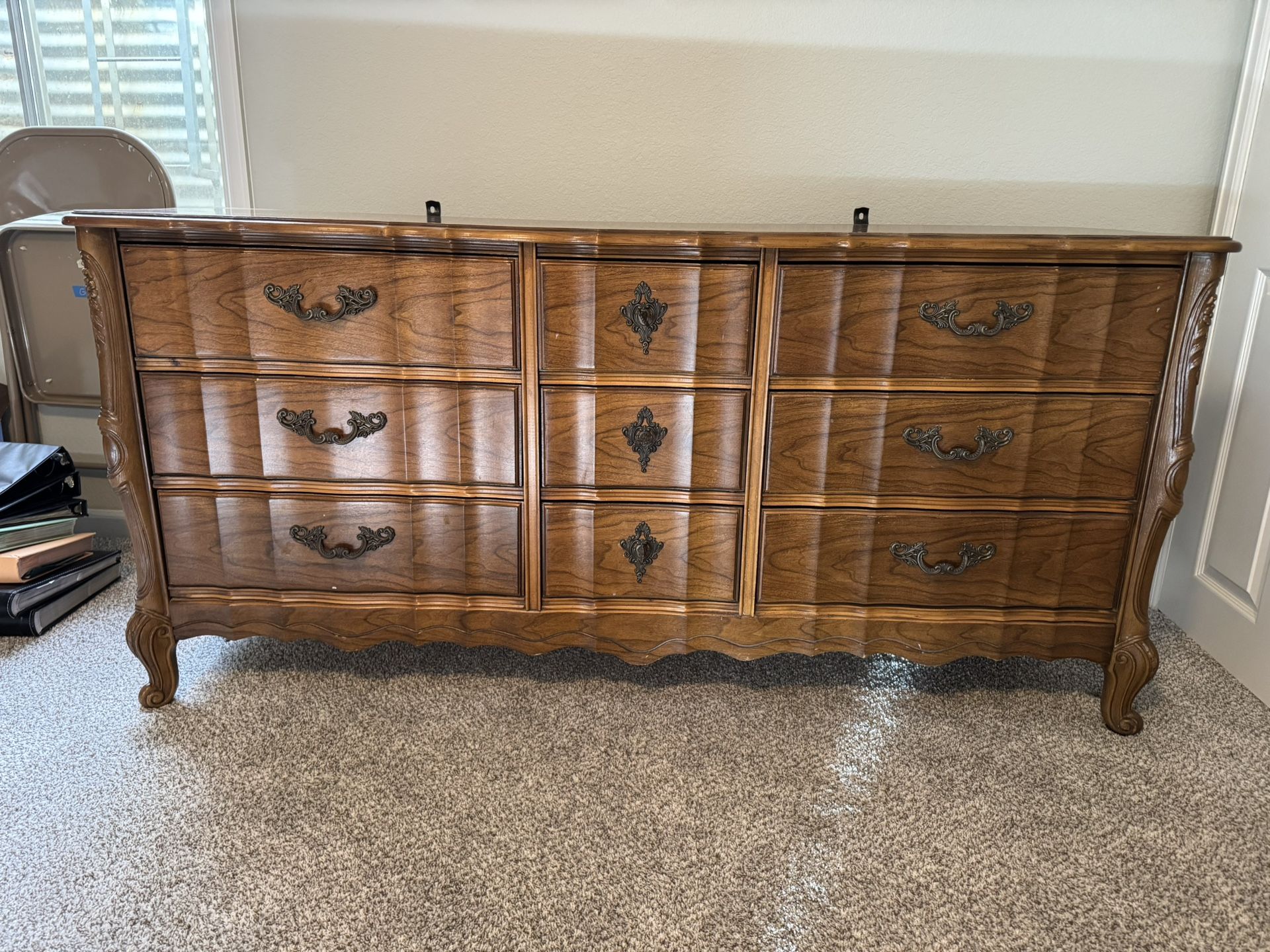 French Provincial Antique Dresser with Mirror