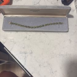 Estate 14k Yellow Gold Oval Cut Natural Peridot Tennis Bracelet, Green Stone