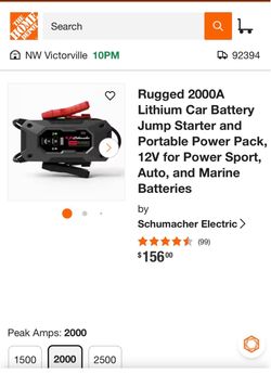 Schumacher 2000A Lithium Car Battery Jump Starter