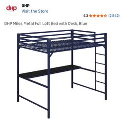 Black Metal Full/Double Bunkbed with Desk
