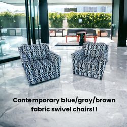 Swivel Gliders Brown/blue Fabric 