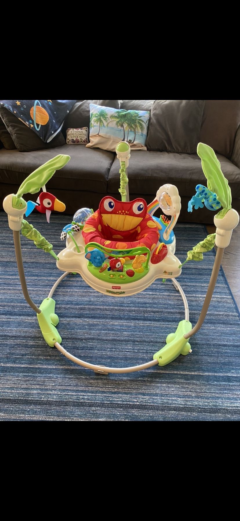 Fisher-Price Baby Bouncer Rainforest Jumperoo Activity Center with Music Lights Sounds and Developmental Toys