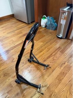 Universal rear motorcycle stand. Works great for chain maintenance, oil changes, or winter storage.