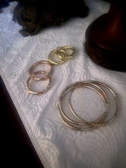 Gold Plated 2 Pairs of Earrings/ 3 Bracelets-ALL for $30