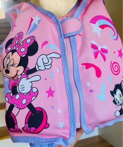 Disney Junior Minnie Mouse Pink Fabric Child Swim Vest, Small to Medium