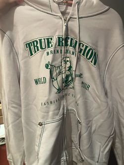 White green stich true religion zip up