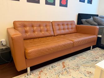 IKEA MORABO 3-Seater Brown Leather Sofa – Excellent Condition – $375