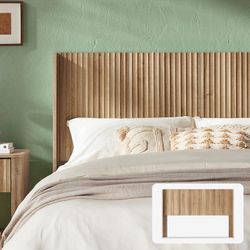 mopio Brooklyn 62.4" Headboard Only, Wood Headboard, Modern Farmhouse, Boho, Wall Mount, Fluted Panel, Wingback Design (Golden Oak, Queen)