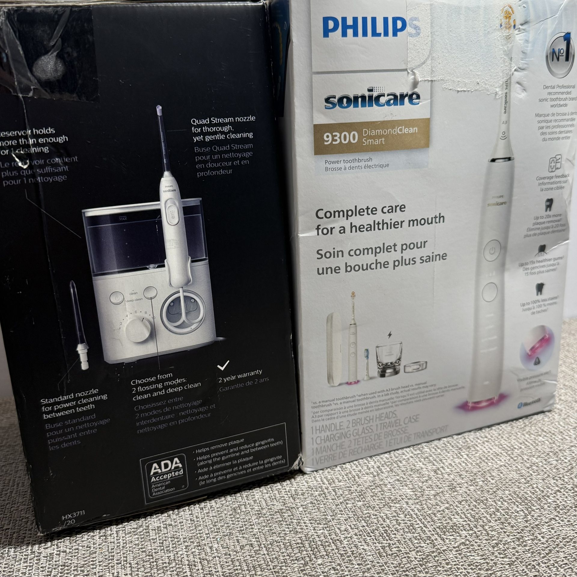 New Set of Sonicare 9300 Smart Electric Toothbrush & Power Flosser 3000 Oral Irrigator