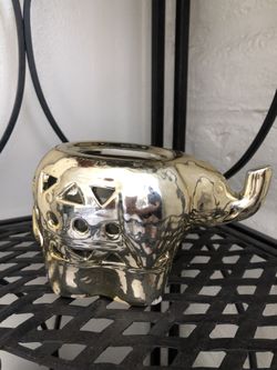 Golden Elephant Shaped Pot/Pencil Holder