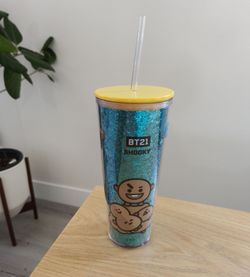 BT21 Collection Double Wall Plastic Tumbler 800mL with Straw from Miniso