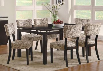 New! Cappuccino 7 Piece Dining Set with Floating Table Top (NO CREDIT CHECK FINANCING AVAILABLE)
