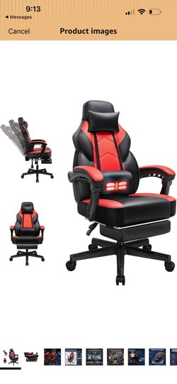 Gaming Chairs for Adults, Computer Chair with Footrest, High Back, Big and Tall Gamer Chair‘s with Massage Lumbar Support, 360° Swivel Height Adjustab