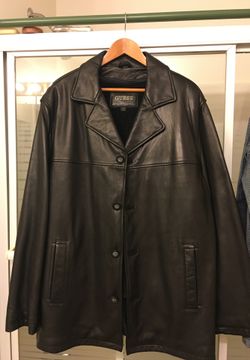 Brand New Men’s Extra Large Guess Leather car coat without tags color black