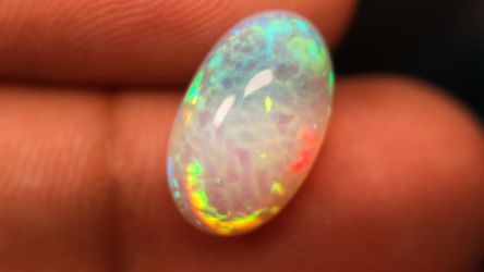 Natural Ethiopian White/Multicolor Opal Oval Cabochon 14.26x8.93mm 3.5 carat