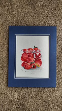 Watercolor painting,strawberry in glass
