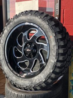 20x10 Monster wheel wit 33125020 accelera MT Tires.... only $1299