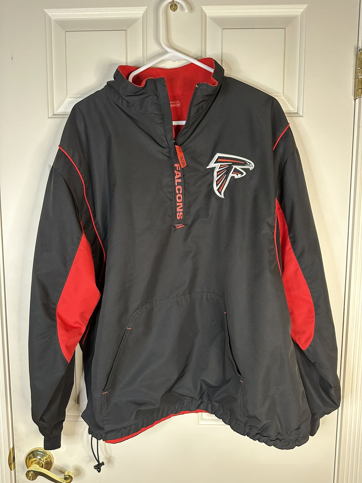 Atlanta Falcons NFL Reversible Jacket Red Black Vintage Fleece Rain Water Proof Quarter Zip Size M/L