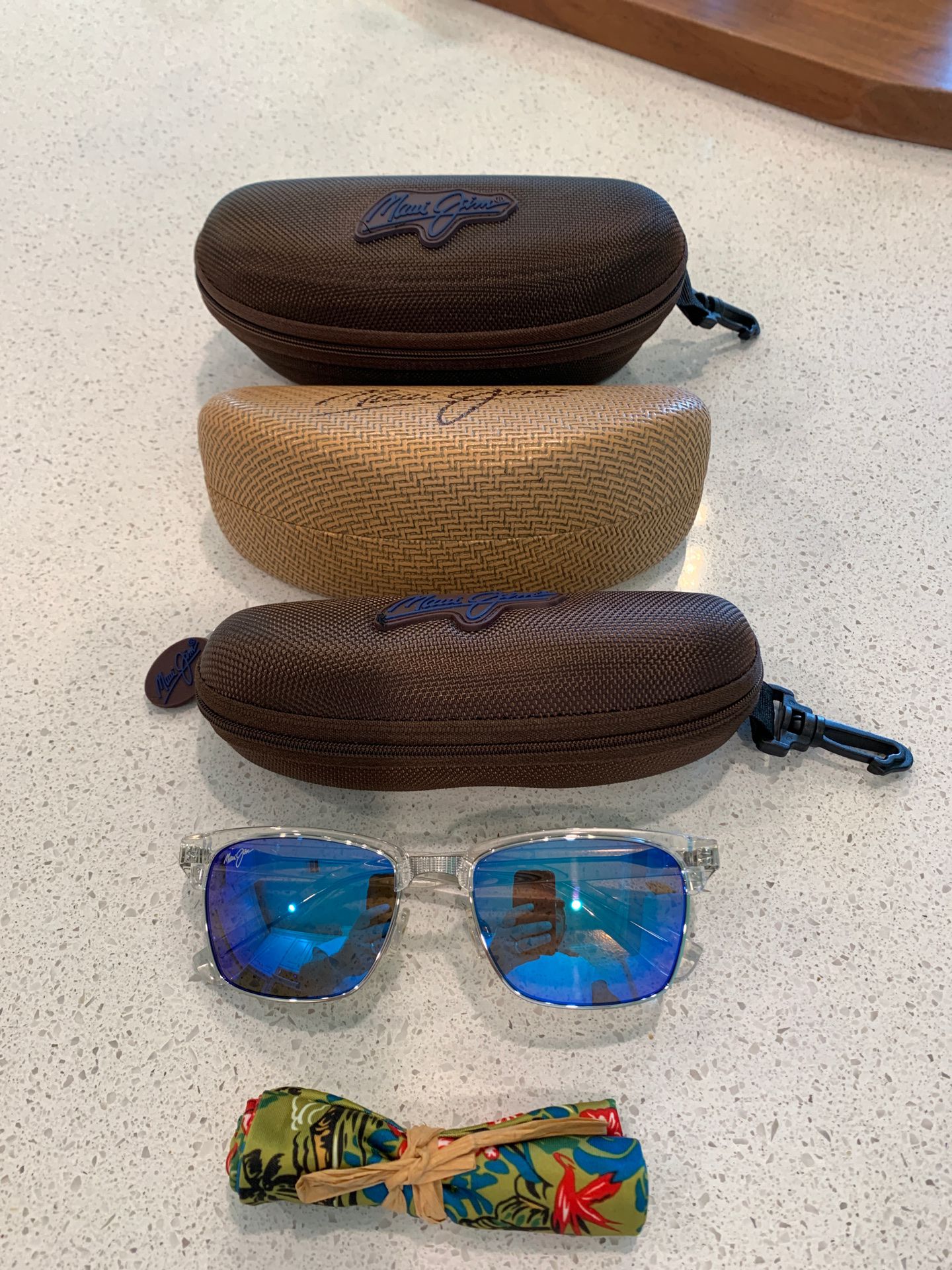 Maui Jim Kawika Clear Sunglasses with Hawaiian Blue Lens