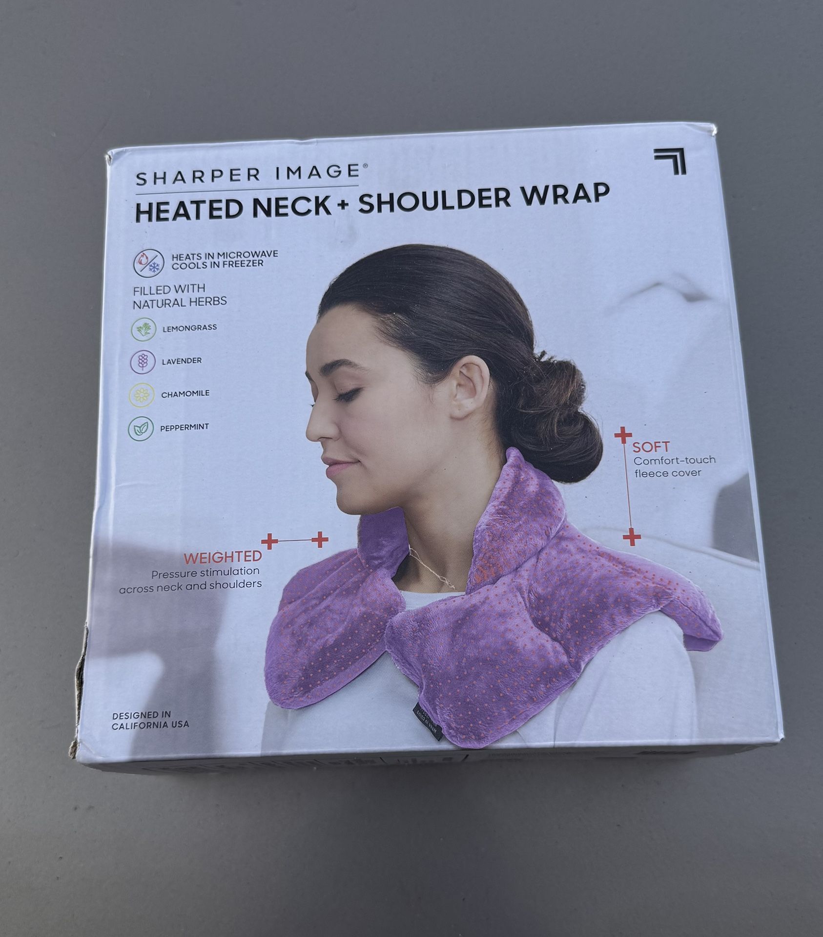 Sharper Image Heated Neck & Shoulder Wrap – Lavender (Used, Great Condition)