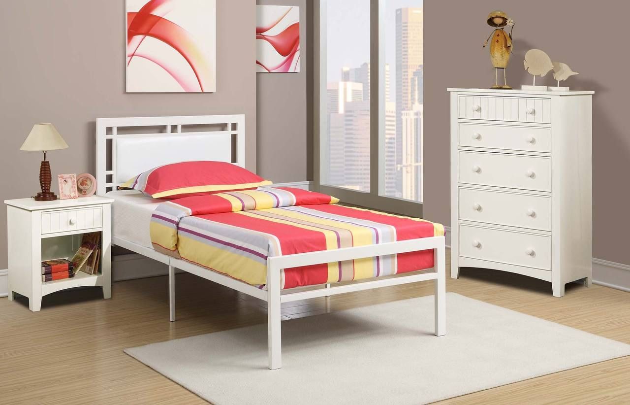 White Twin Size Bed Frame With Mattress