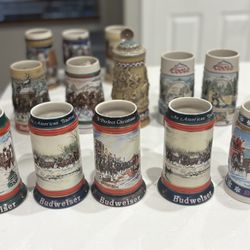 13 Budweiser And Coors Light Beer Steins 