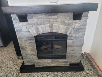 Electric Fireplace with Stone Mantel Surround