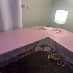 Child’s Desk Wrap Around With Outlets Inside And Led Lights