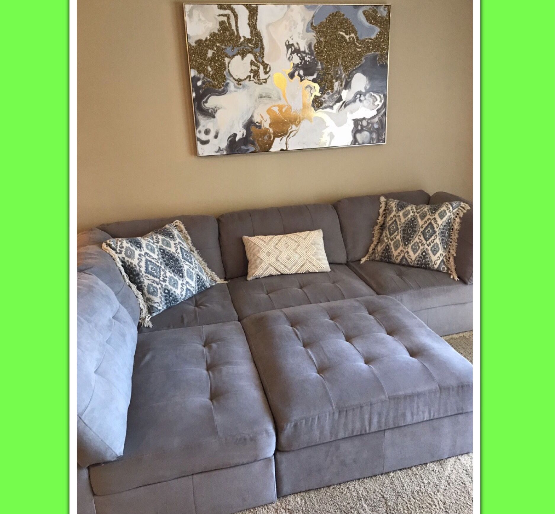 Sectional Sofa Set With Ottoman