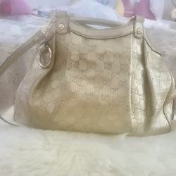 Guccissima Sukey Tote Bag Handbag Leather Champagne Gold Authentic