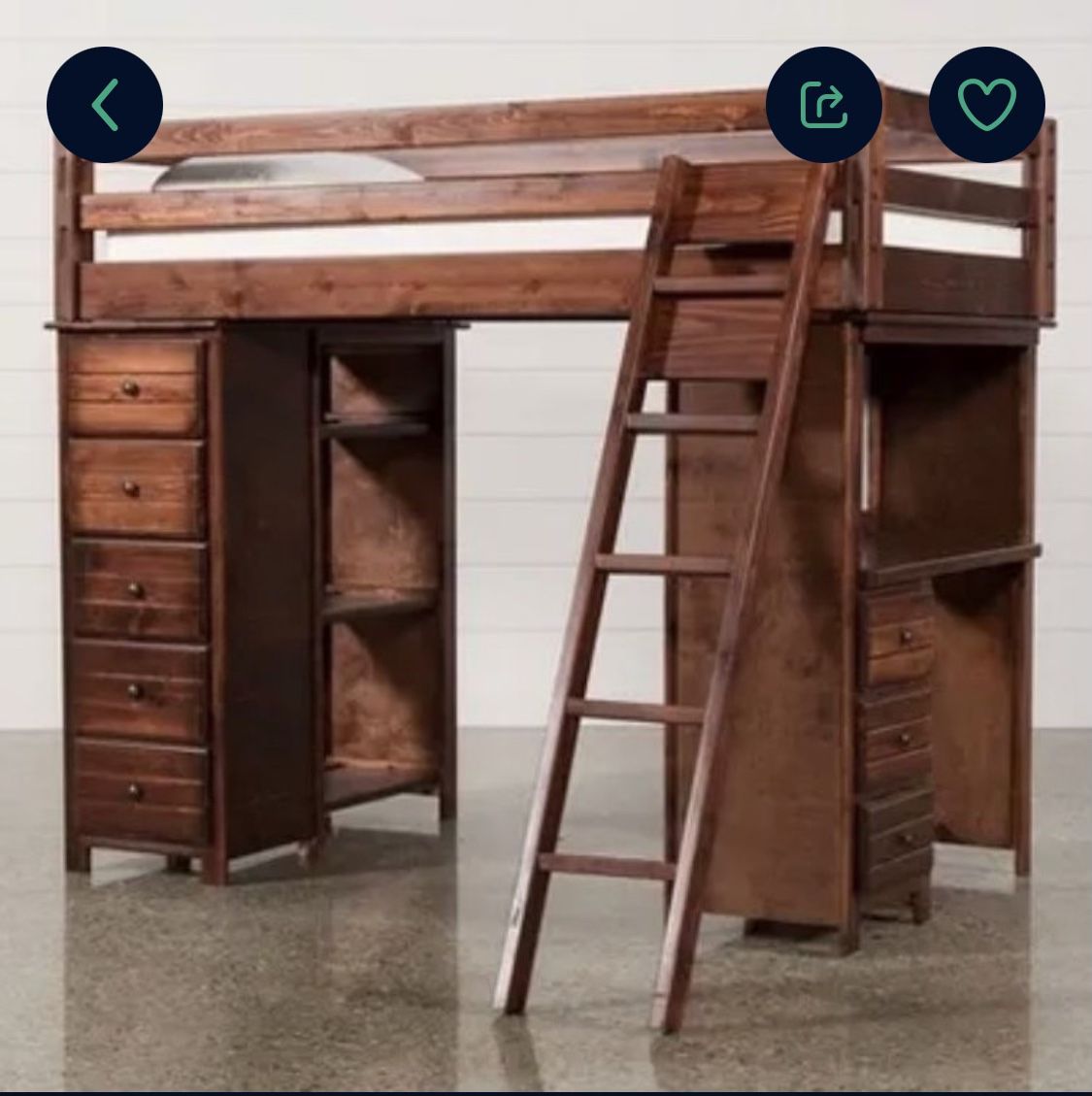 Wood Loft Bed W/ Desk & Book Shelf